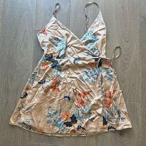 Lovers + Friends Women's Multicolor Floral Spaghetti Strap Wrap Dress Size Small